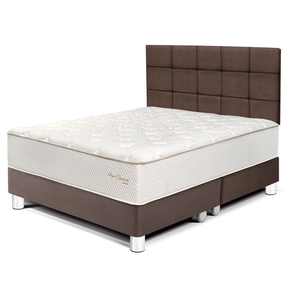 DORMITORIO PARAÍSO ROYAL CROWN QUEEN + CABECERA BLOCKS CHOCOLATE + 2 ALMOHADAS VISCOELÁSTICAS - 1