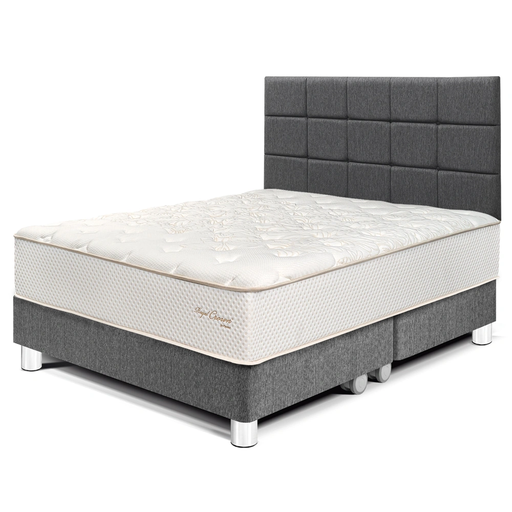 DORMITORIO PARAÍSO ROYAL CROWN QUEEN + CABECERA BLOCKS GRIS + 2 ALMOHADAS VISCOELÁSTICAS - 1