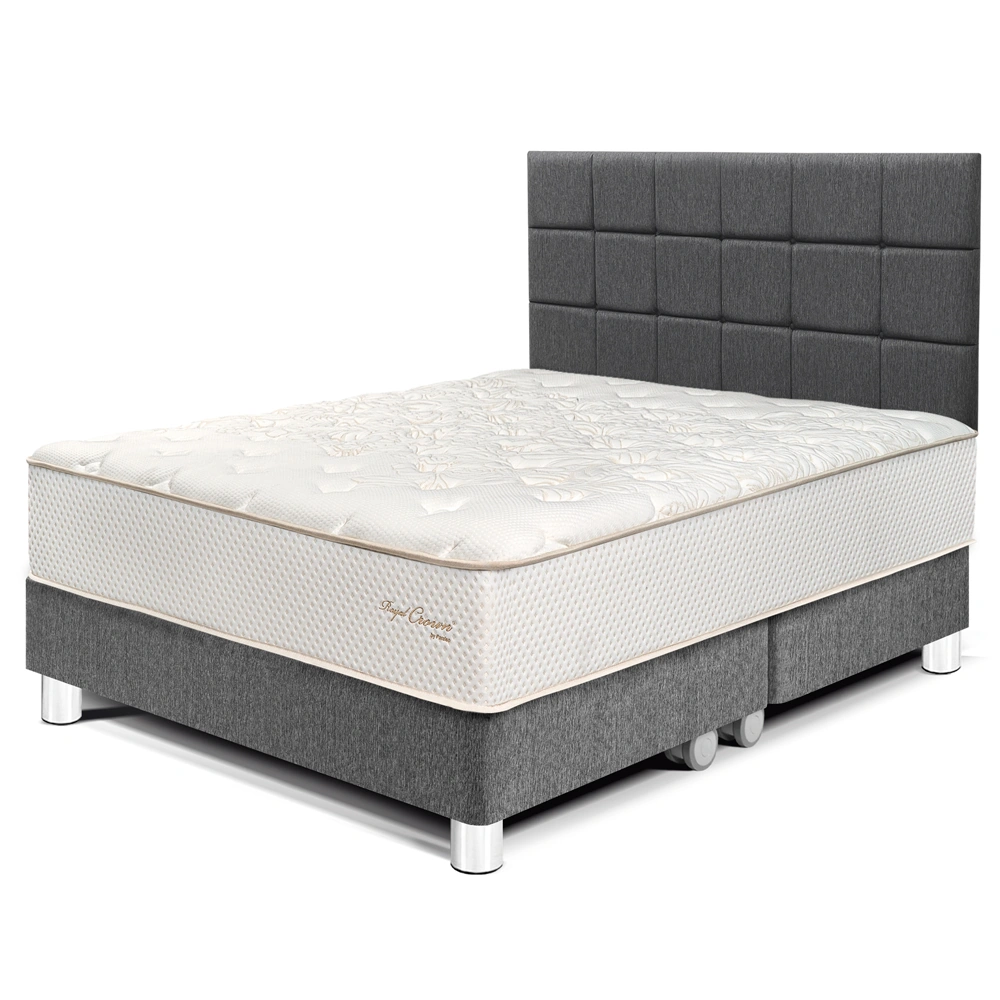 DORMITORIO PARAÍSO ROYAL CROWN KING + CABECERA BLOCKS GRIS + 2 ALMOHADAS VISCOELÁSTICAS - 1