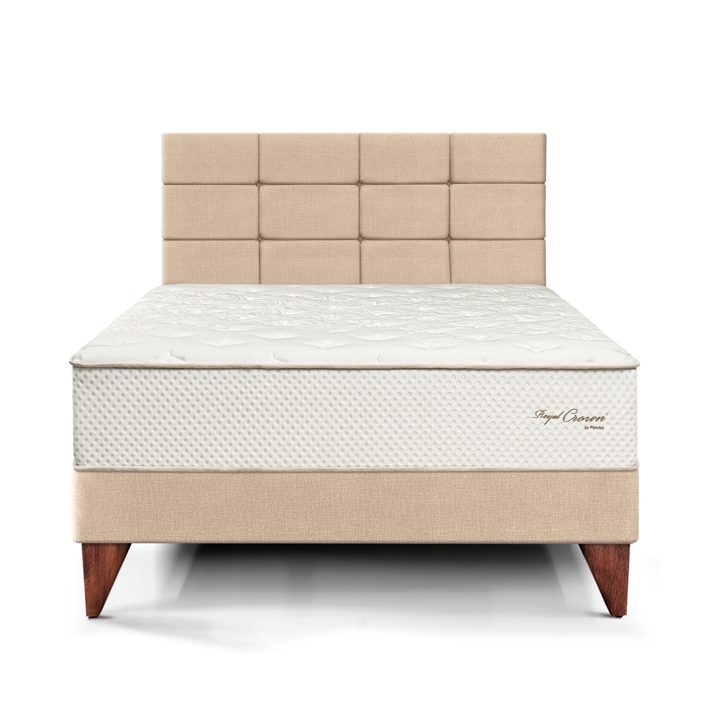 DORMITORIO EUROPEO PARAÍSO ROYAL CROWN 2 PLAZAS + CABECERA BLOCKS CHAMPAGNE + 2 ALMOHADAS VISCOELÁSTICAS - 3