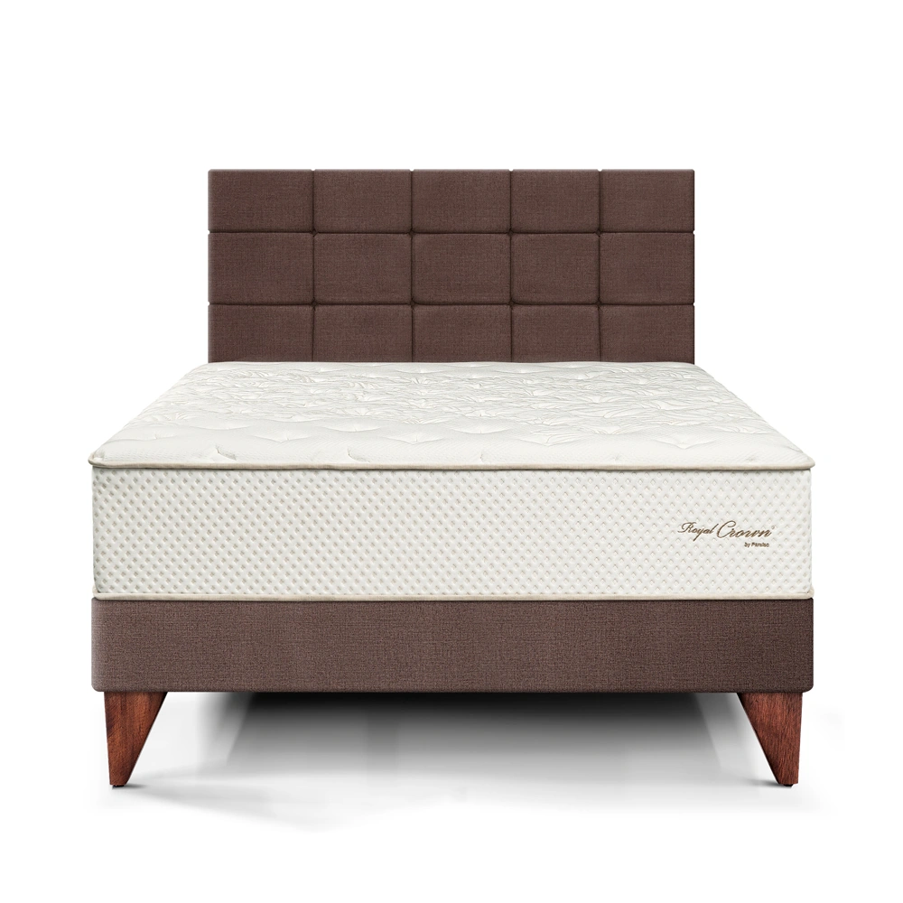 DORMITORIO EUROPEO PARAÍSO ROYAL CROWN QUEEN + CABECERA BLOCKS CHOCOLATE + 2 ALMOHADAS VISCOELÁSTICAS - 3
