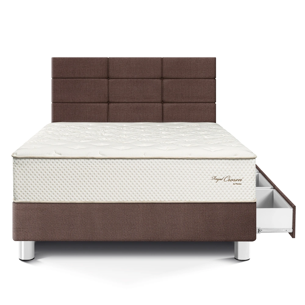 DORMITORIO CON CAJONES PARAÍSO ROYAL CROWN 1.5 PLAZAS + CABECERA BLOCKS CHOCOLATE + 1 ALMOHADA VISCOELÁSTICA - 3