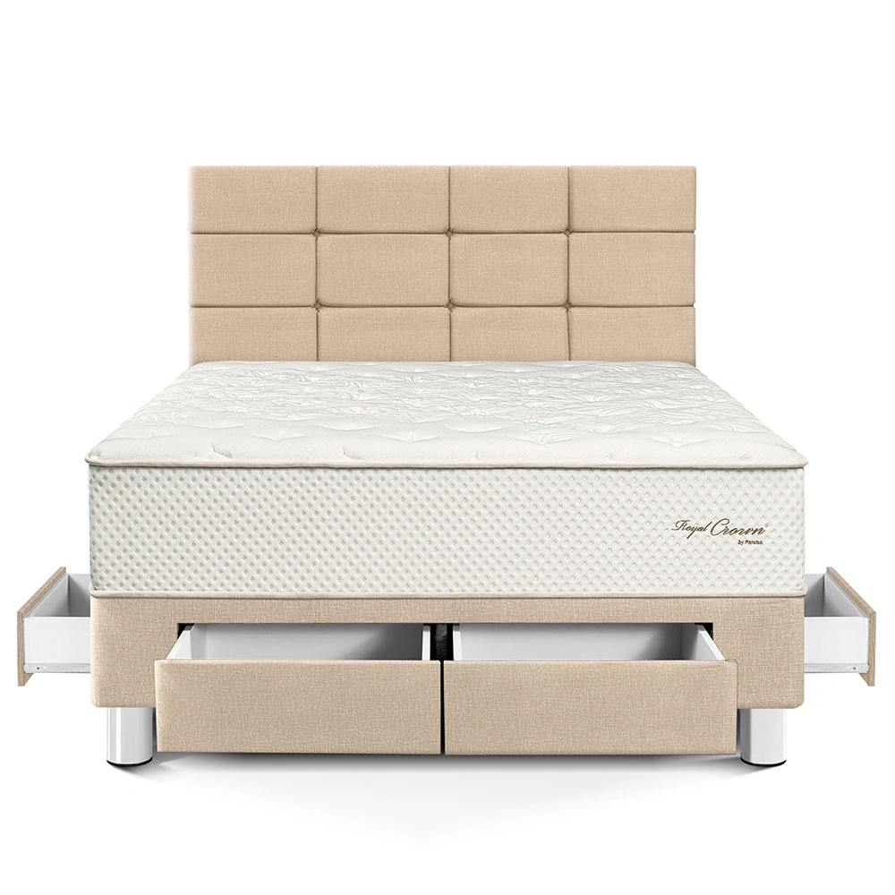 DORMITORIO CON CAJONES PARAÍSO ROYAL CROWN 2 PLAZAS + CABECERA BLOCKS CHAMPAGNE + 2 ALMOHADAS VISCOELÁSTICAS - 3