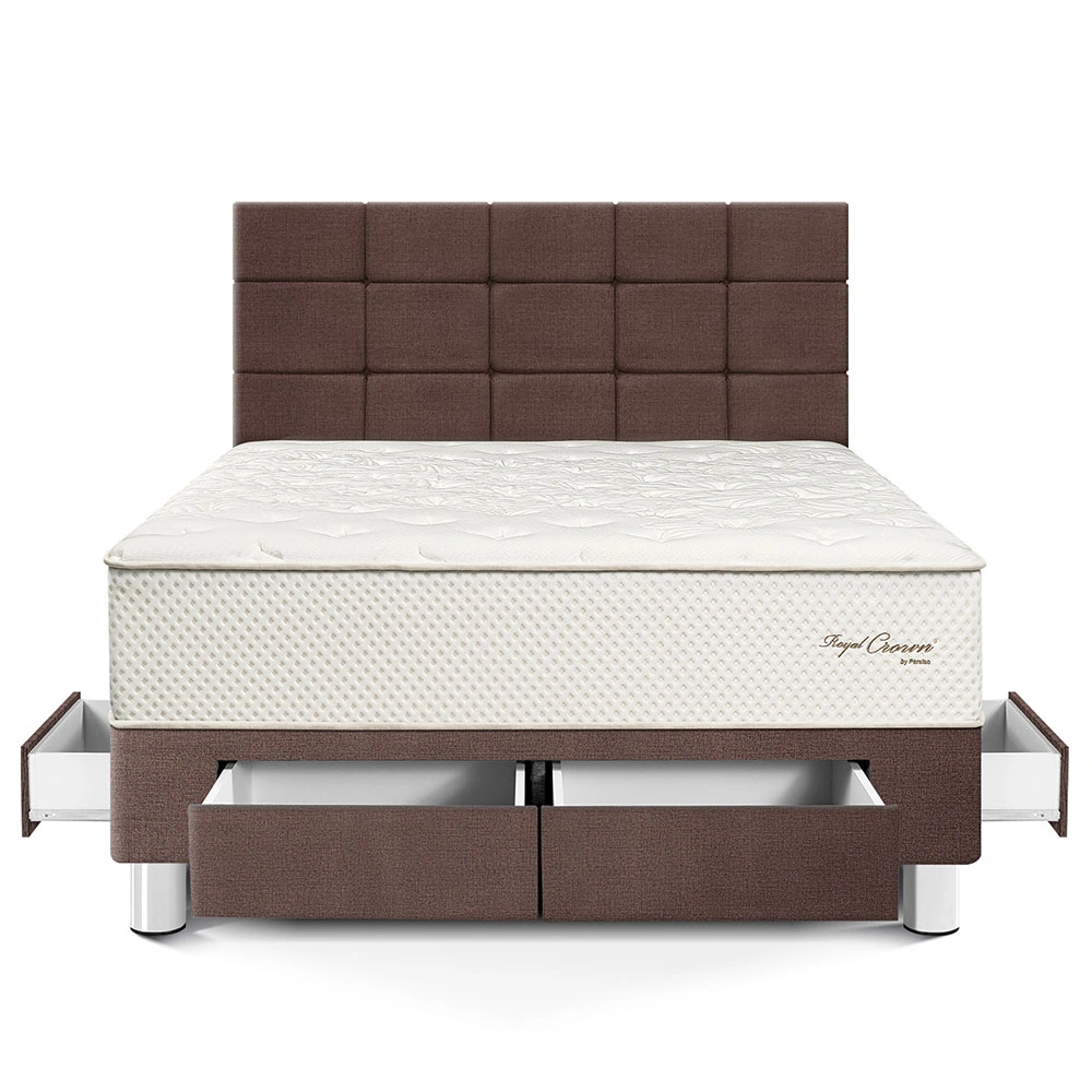 DORMITORIO CON CAJONES PARAÍSO ROYAL CROWN QUEEN + CABECERA BLOCKS CHOCOLATE + 2 ALMOHADAS VISCOELÁSTICAS - 3