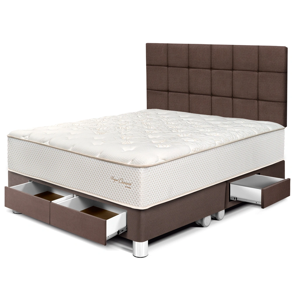 DORMITORIO CON CAJONES PARAÍSO ROYAL CROWN KING + CABECERA BLOCKS CHOCOLATE + 2 ALMOHADAS VISCOELÁSTICAS - 1