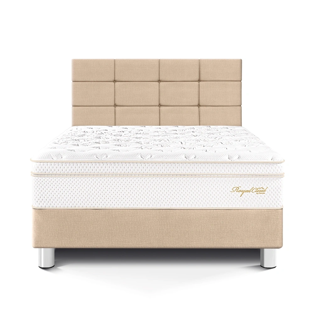 DORMITORIO PARAÍSO ROYAL CLOUD 2 PLAZAS + CABECERA BLOCKS CHAMPAGNE + 2 ALMOHADAS VISCOELÁSTICAS - 3