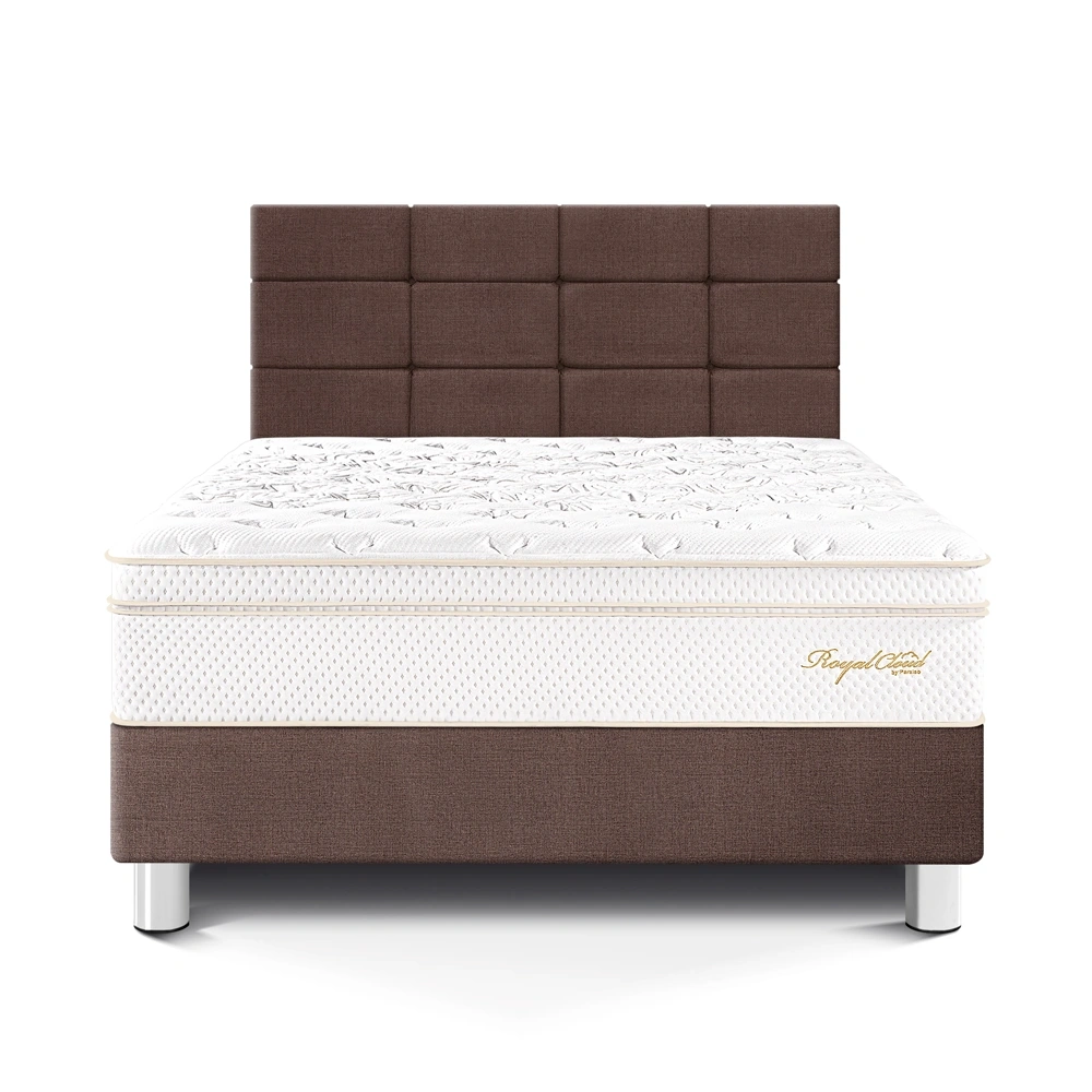 DORMITORIO PARAÍSO ROYAL CLOUD 2 PLAZAS + CABECERA BLOCKS CHOCOLATE + 2 ALMOHADAS VISCOELÁSTICAS - 3