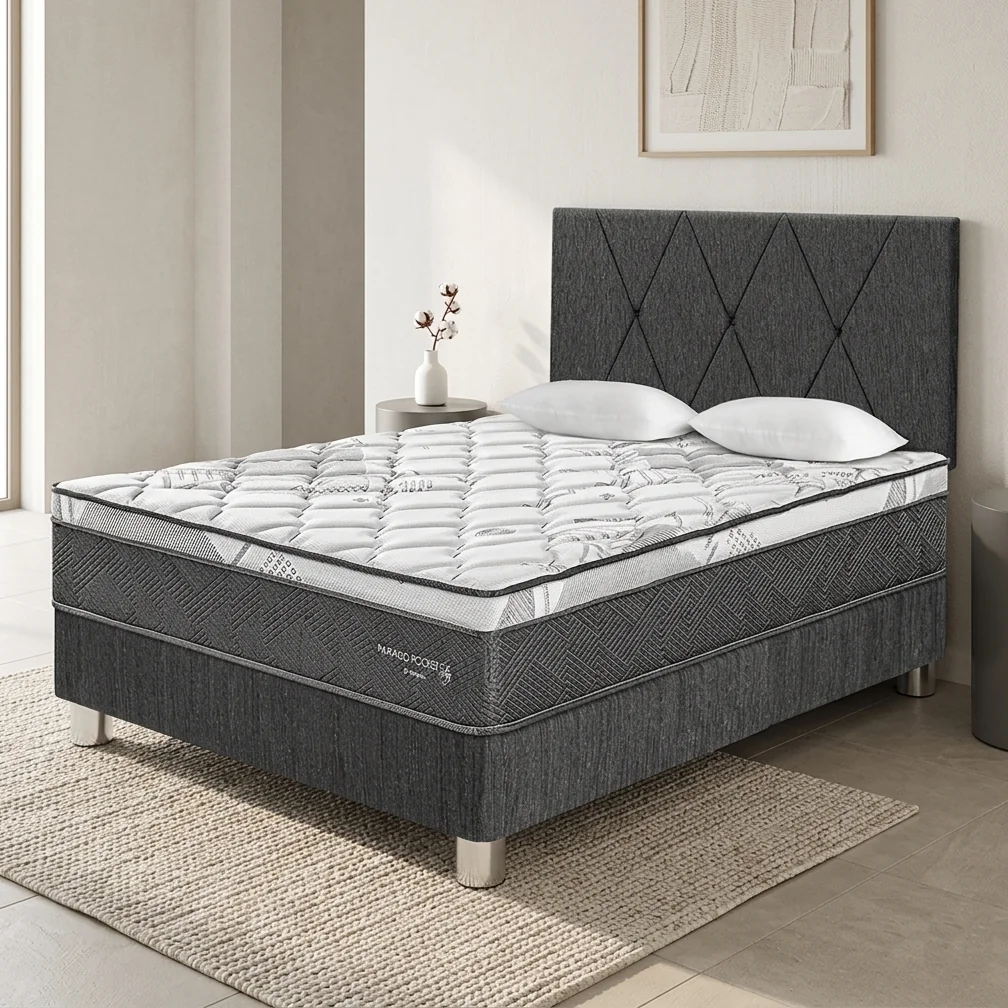 DORMITORIO AMERICANO PARAÍSO POCKET STAR 2 PLAZAS + CABECERA LOFT CHARCOAL - 1