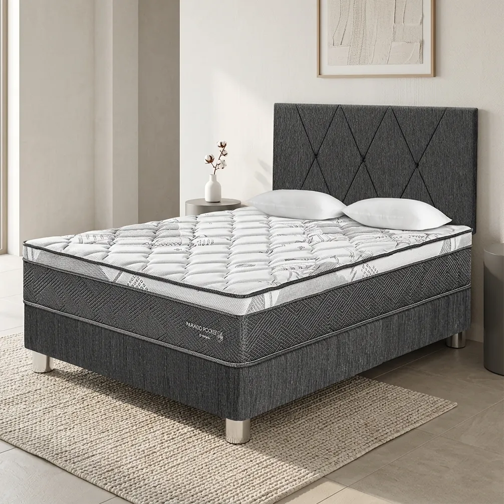 DORMITORIO PARAÍSO POCKET STAR QUEEN + CABECERA LOFT CHARCOAL - 1