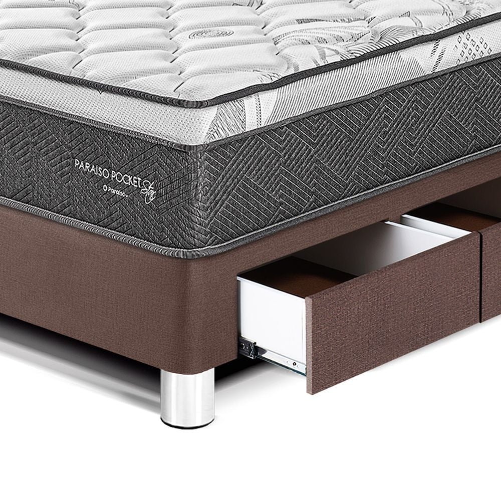 DORMITORIO AMERICANO PARAÍSO PARAÍSO POCKET STAR 1.5 PLAZAS POCKET STAR CAJONES + CABECERA LOFT CHOCOLATE - 2