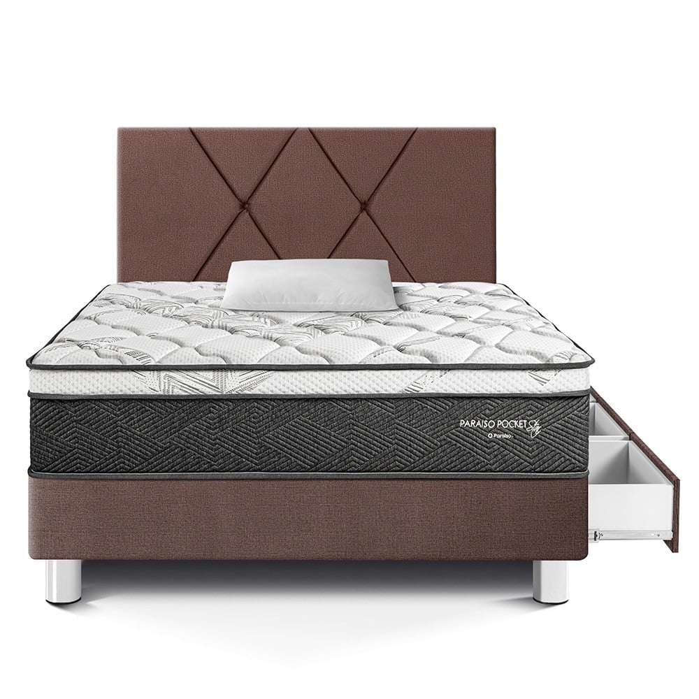 DORMITORIO AMERICANO PARAÍSO PARAÍSO POCKET STAR 1.5 PLAZAS POCKET STAR CAJONES + CABECERA LOFT CHOCOLATE - 3