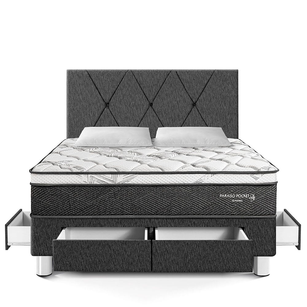 DORMITORIO CON CAJONES PARAÍSO POCKET STAR 2 PLAZAS + CABECERA LOFT CHARCOAL - 3