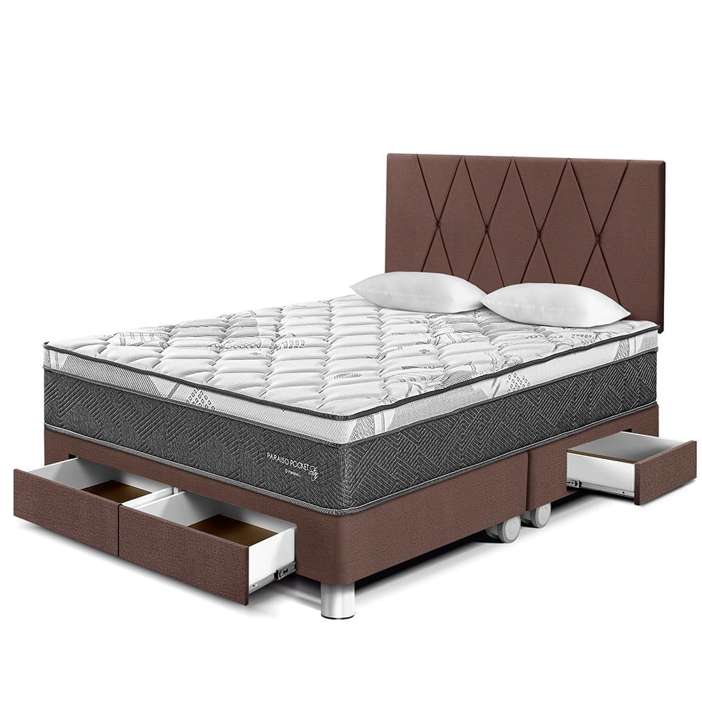 DORMITORIO PARAÍSO PARAÍSO POCKET STAR QUEEN POCKET STAR CAJONES + CABECERA LOFT CHOCOLATE - 1