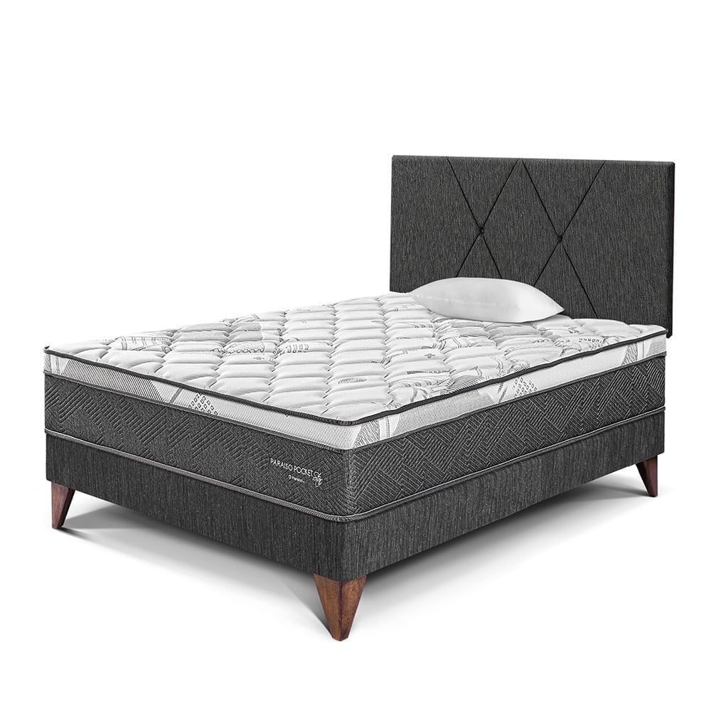 DORMITORIO EUROPEO PARAÍSO PARAÍSO POCKET STAR 1.5 PLAZAS POCKET STAR + CABECERA LOFT CHARCOAL - 1