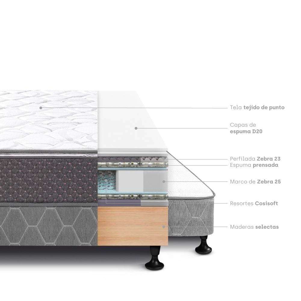CAMA DIVÁN PARAÍSO SUPER STAR 1.5 PLAZAS GRIS - 4