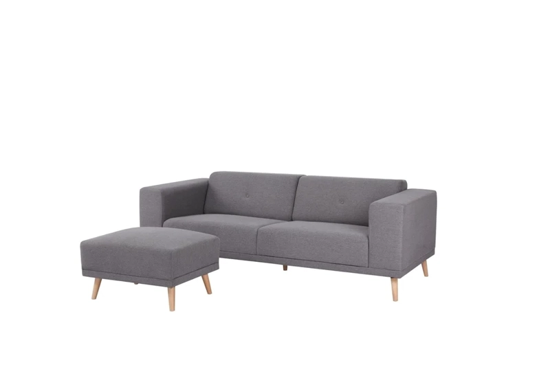 SOFA CON PUFF RIPLEY HOME MARÍA 3 CUERPOS GRIS OSCURO - 5