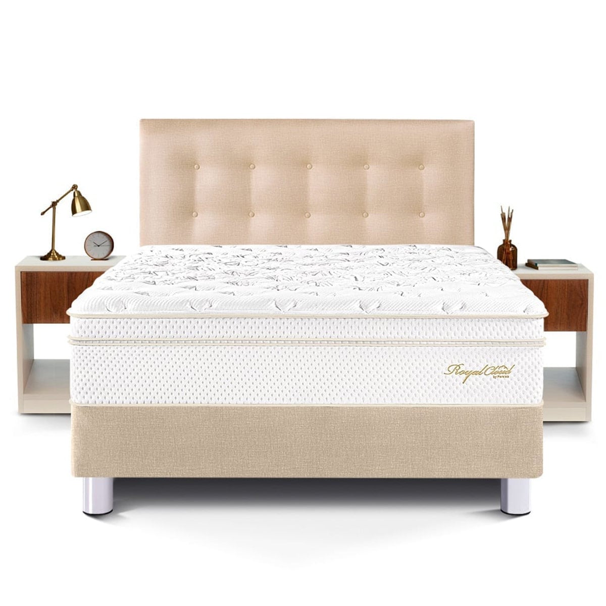 DORMITORIO PARAISO ROYAL CLOUD 2 PLAZAS + VELADORES + 2 ALMOHADAS VISCOELÁSTICAS - 3
