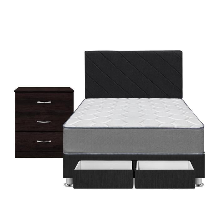 DORMITORIO AMERICANO CON CAJONES FORLI POLARIS 2 PLAZAS GRIS + CÓMODA - 1