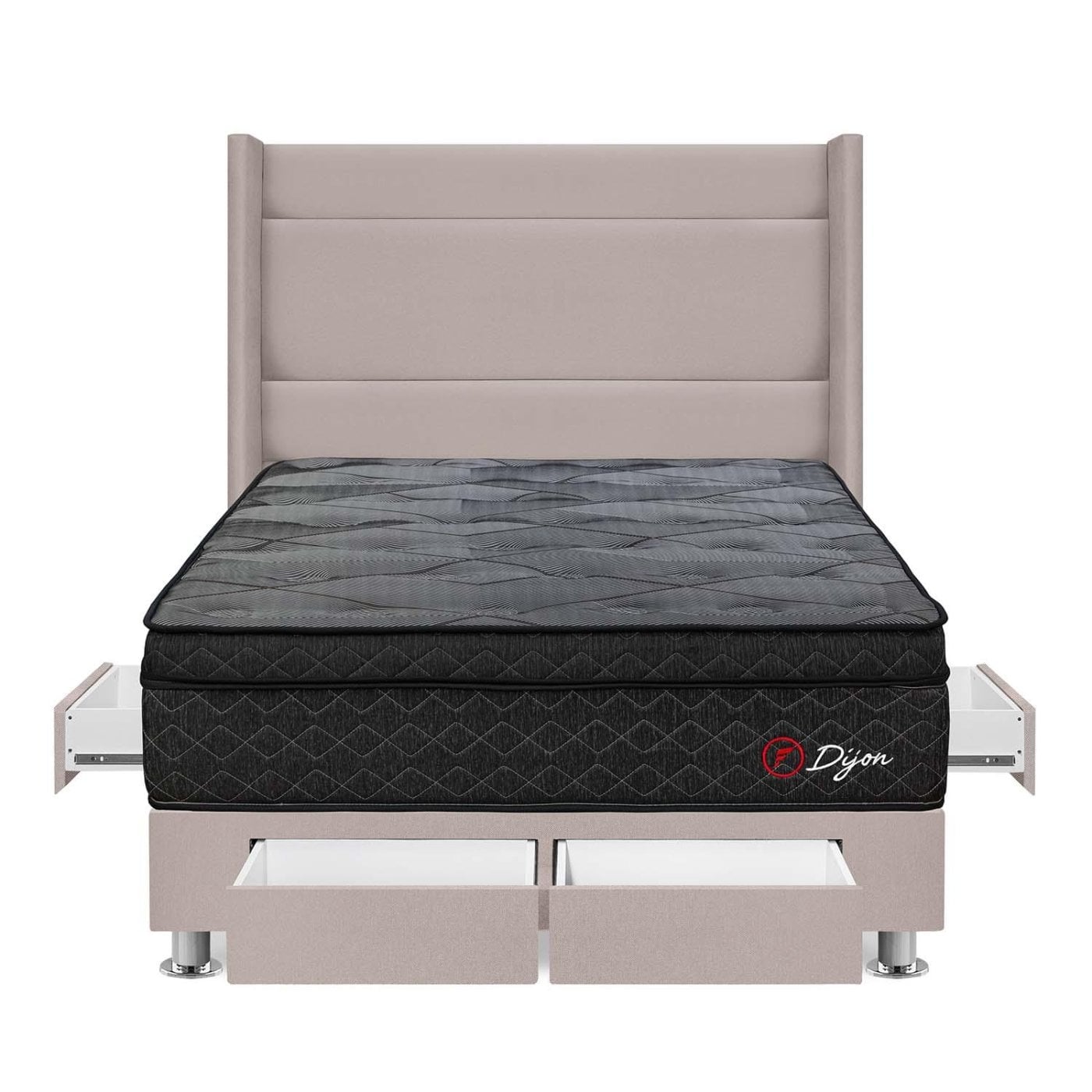 DORMITORIO AMERICANO FORLI DIJON QUEEN CON CAJONES BEIGE - 1