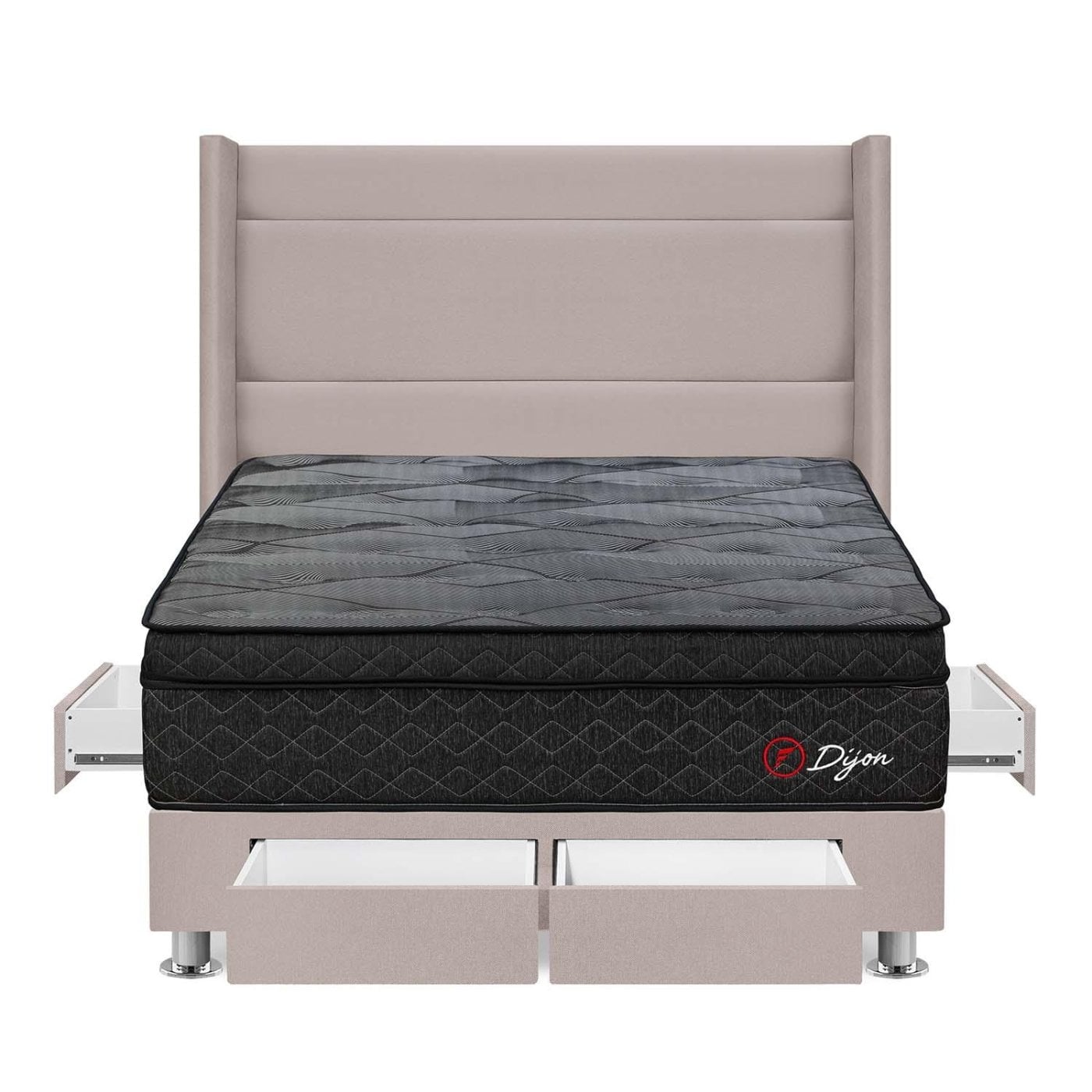 DORMITORIO AMERICANO FORLI DIJON KING CON CAJONES BEIGE - 1