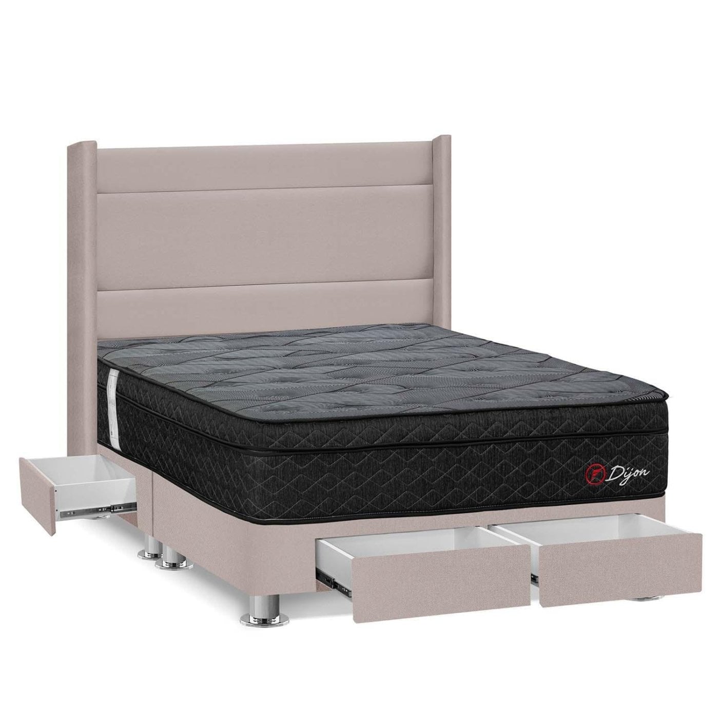 DORMITORIO AMERICANO FORLI DIJON KING CON CAJONES BEIGE - 2