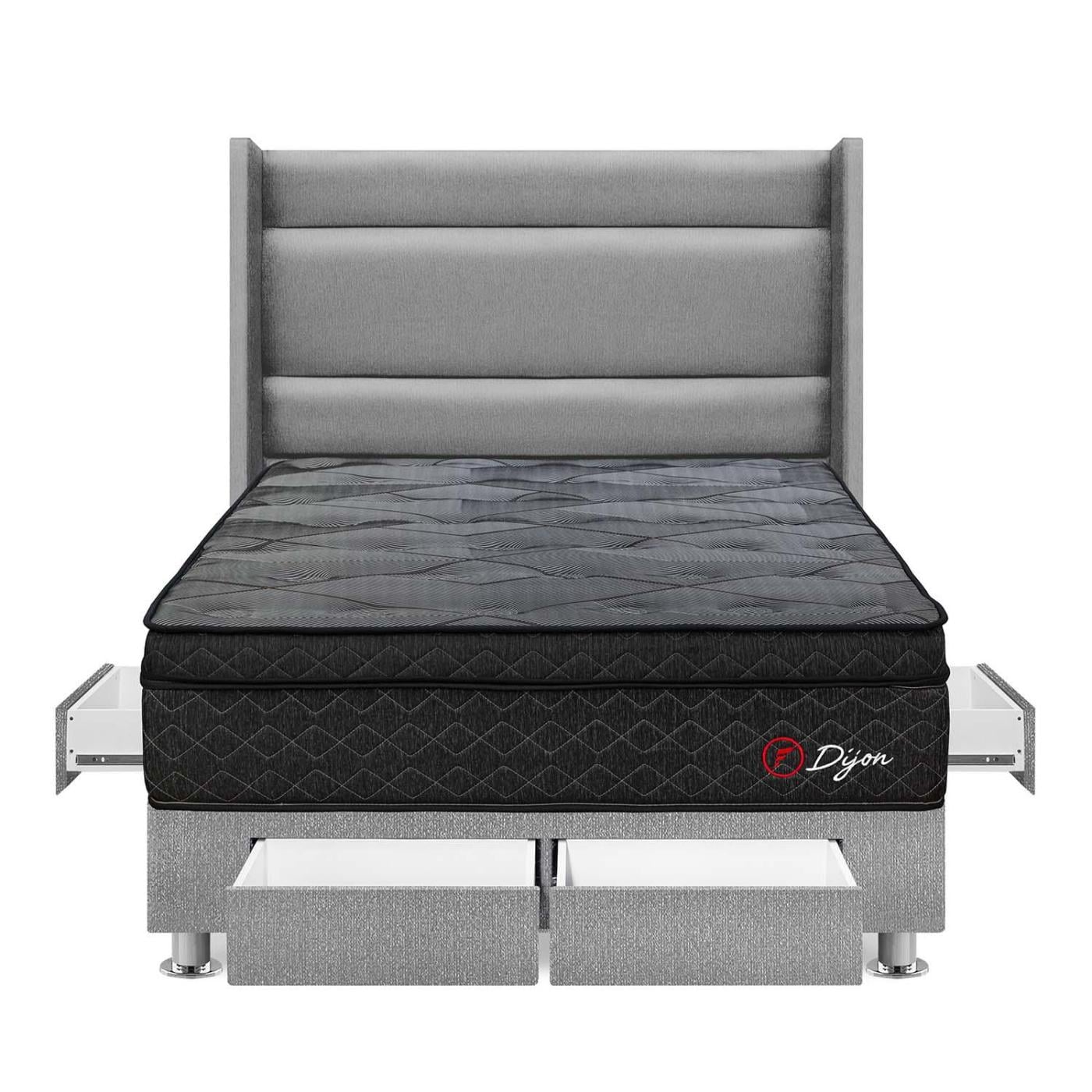 DORMITORIO AMERICANO FORLI DIJON QUEEN CON CAJONES PLATA - 1