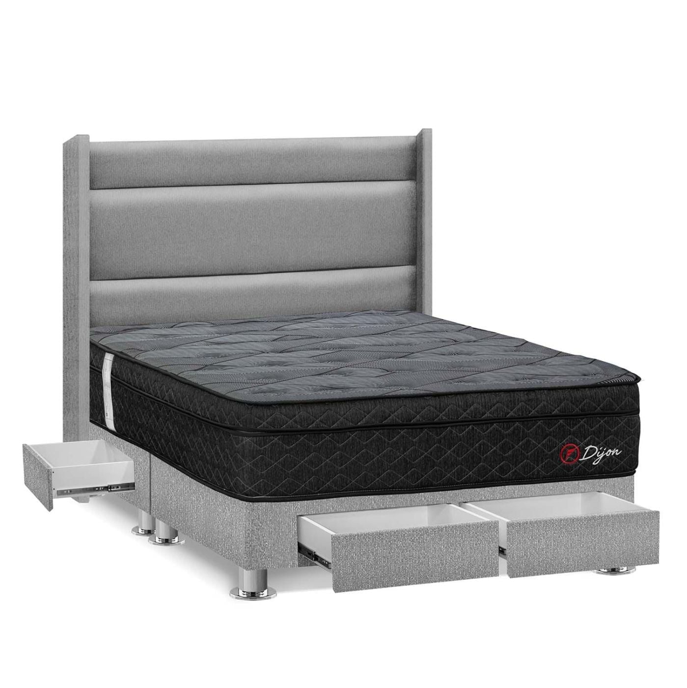 DORMITORIO AMERICANO FORLI DIJON QUEEN CON CAJONES PLATA - 2