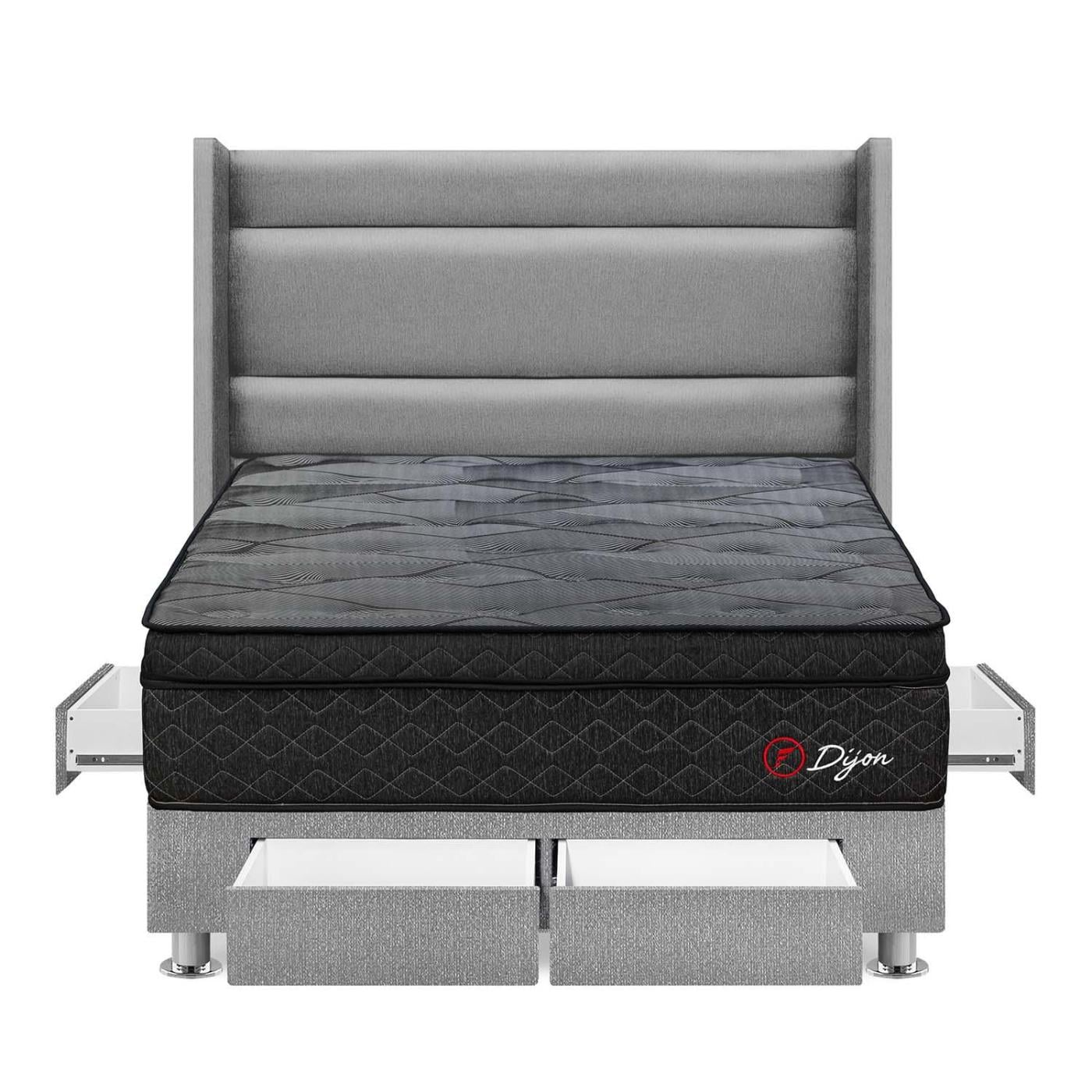 DORMITORIO AMERICANO FORLI DIJON KING CON CAJONES PLATA - 1