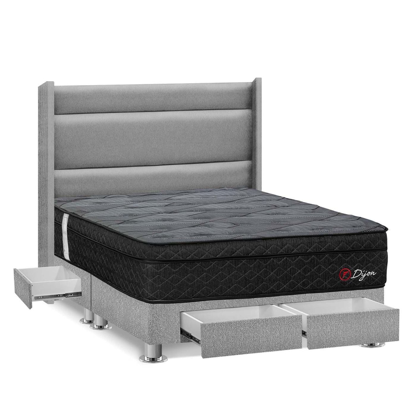DORMITORIO AMERICANO FORLI DIJON KING CON CAJONES PLATA - 2