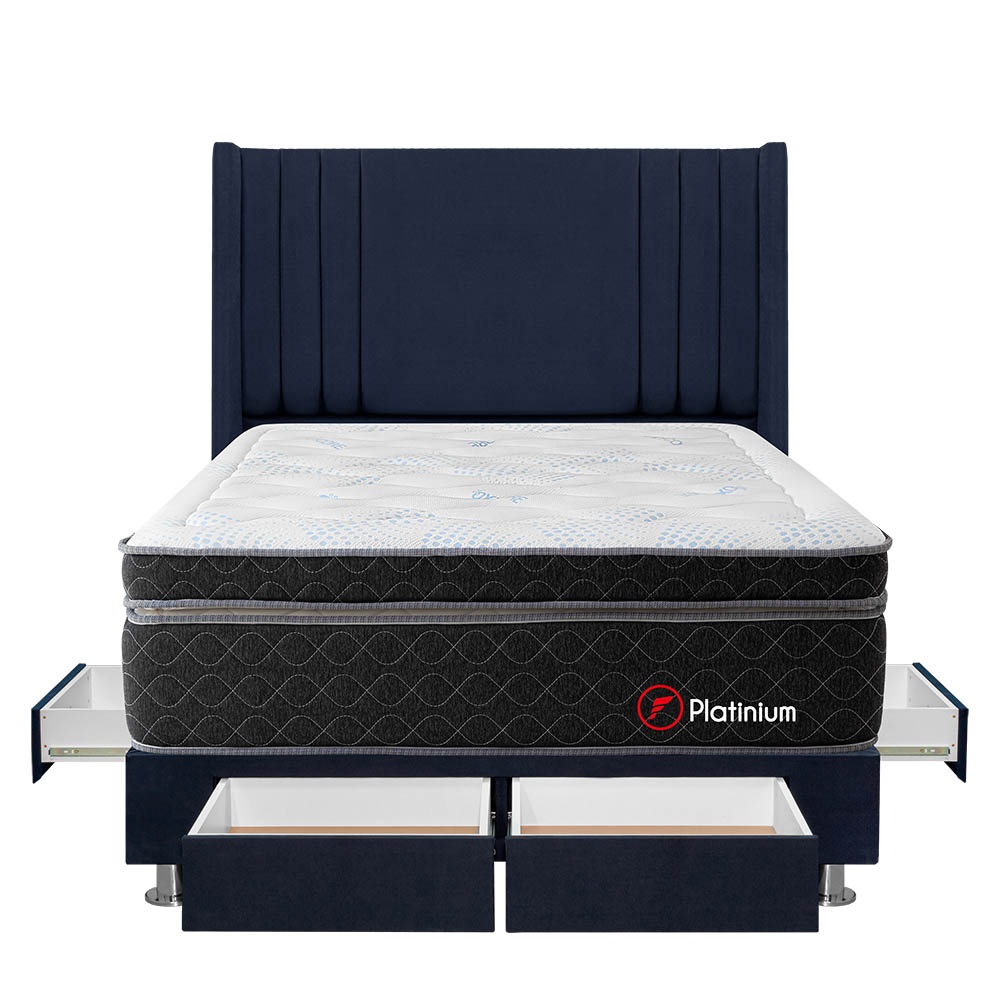 DORMITORIO AMERICANO FORLI PLATINIUM 2 PLAZAS CON CAJONES DE LUXE AZUL - 1