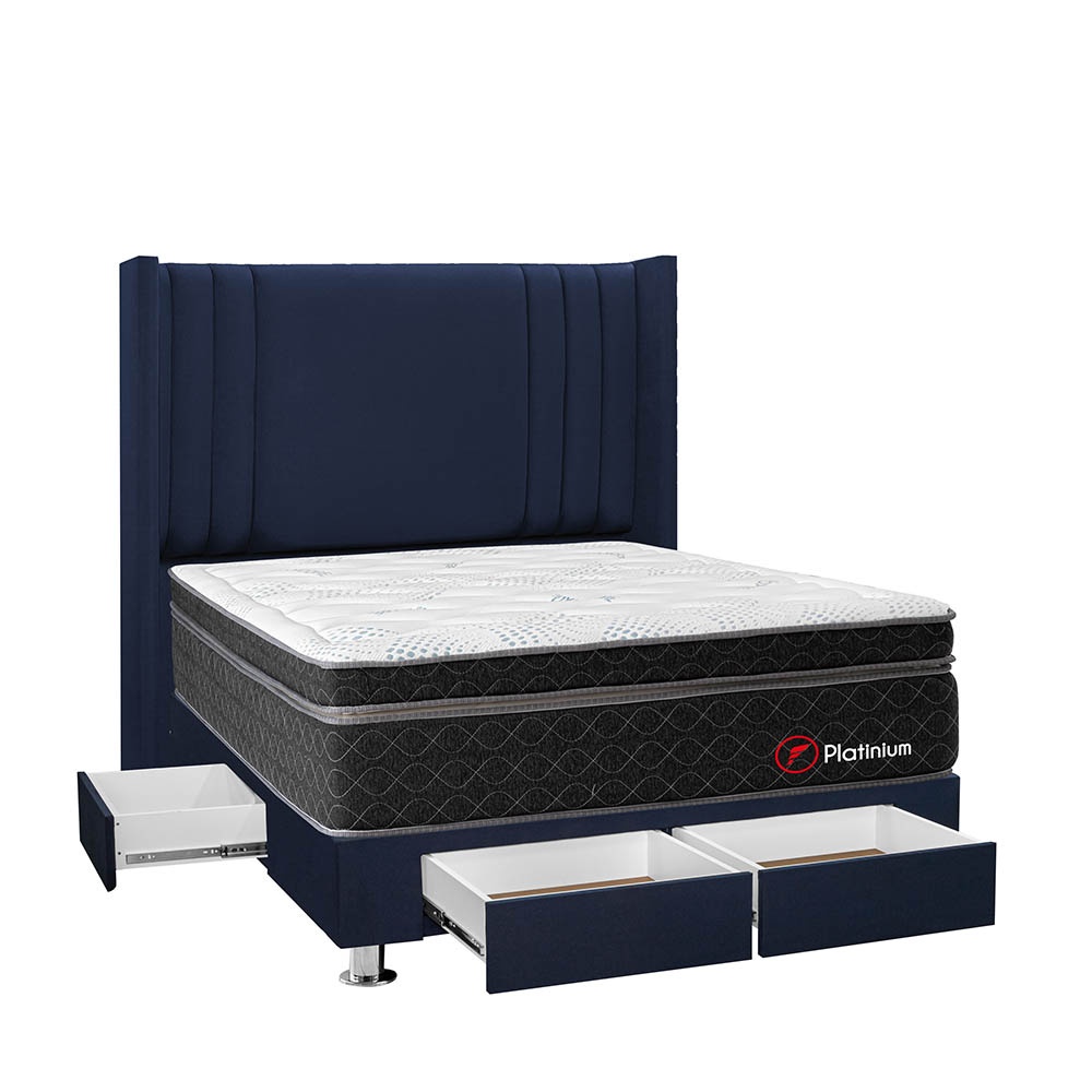 DORMITORIO AMERICANO FORLI PLATINIUM 2 PLAZAS CON CAJONES DE LUXE AZUL - 2