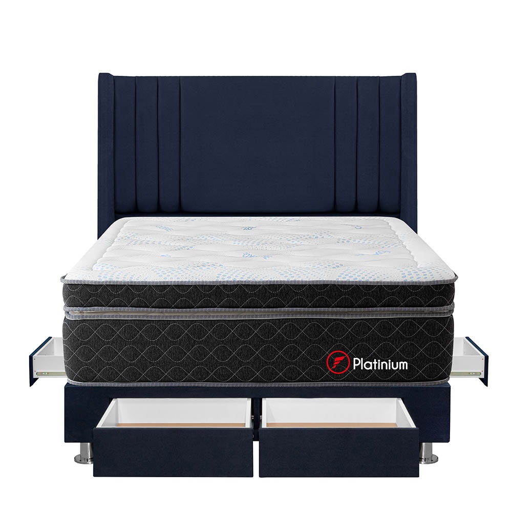 DORMITORIO AMERICANO FORLI PLATINIUM KING CON CAJONES DE LUXE AZUL - 1