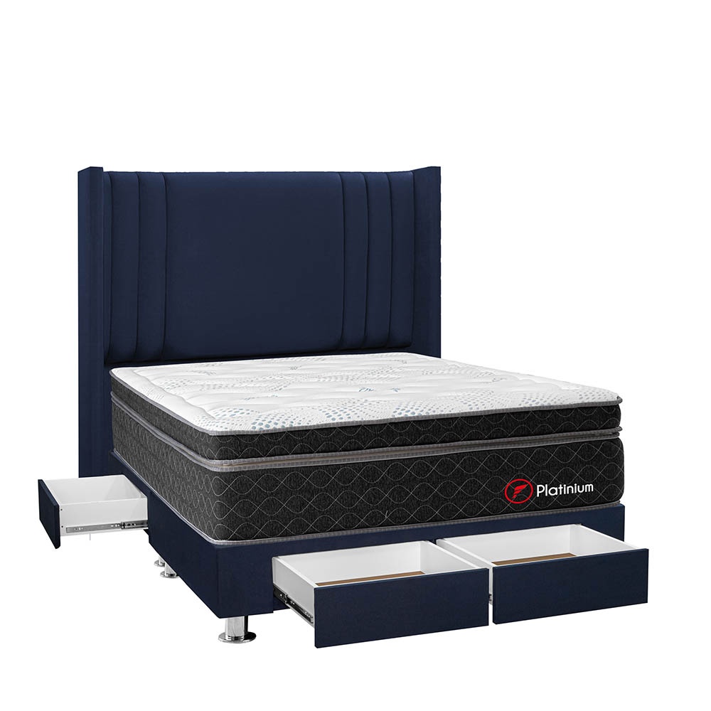 DORMITORIO AMERICANO FORLI PLATINIUM KING CON CAJONES DE LUXE AZUL - 2