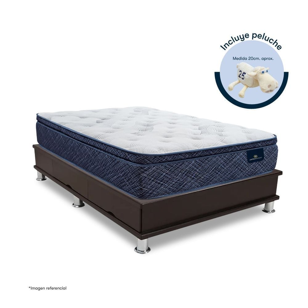 CAMA CON CAJONES SERTA FINEZZA 2 PLAZAS MARRÓN - 1
