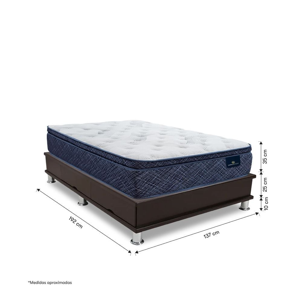 CAMA CON CAJONES SERTA FINEZZA 2 PLAZAS MARRÓN - 3