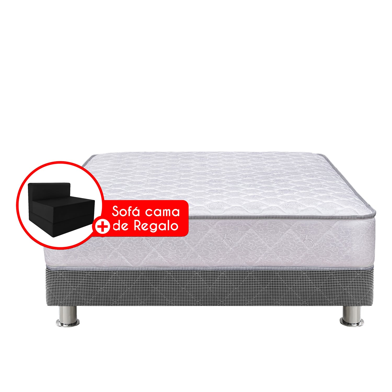 CAMA AMERICANA RIZZOLI PALERMO 2 PLAZAS GRIS + SOFA CAMA - 1