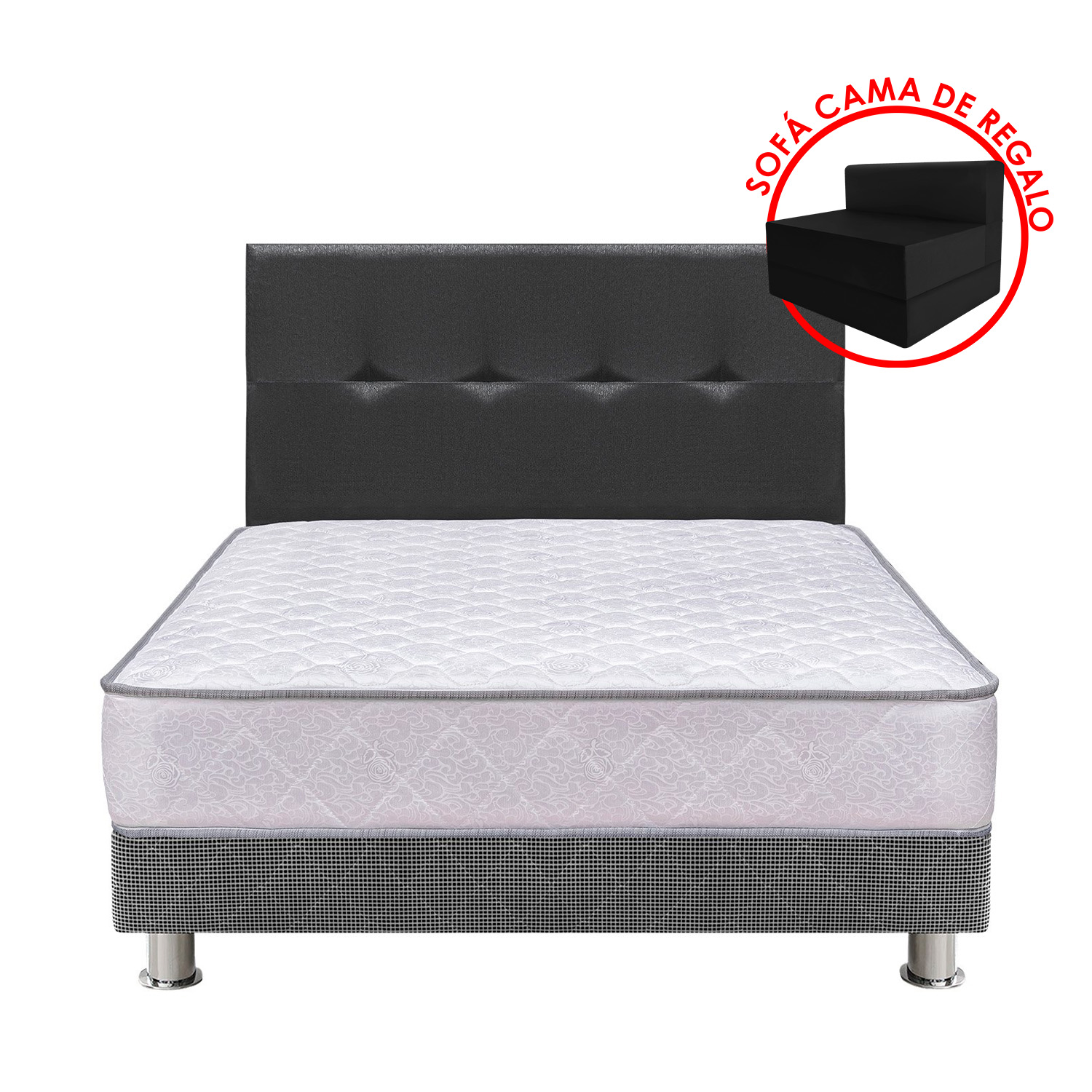 DORMITORIO RIZZOLI PALERMO 2 PLAZAS GRIS + SOFÁ CAMA - 1
