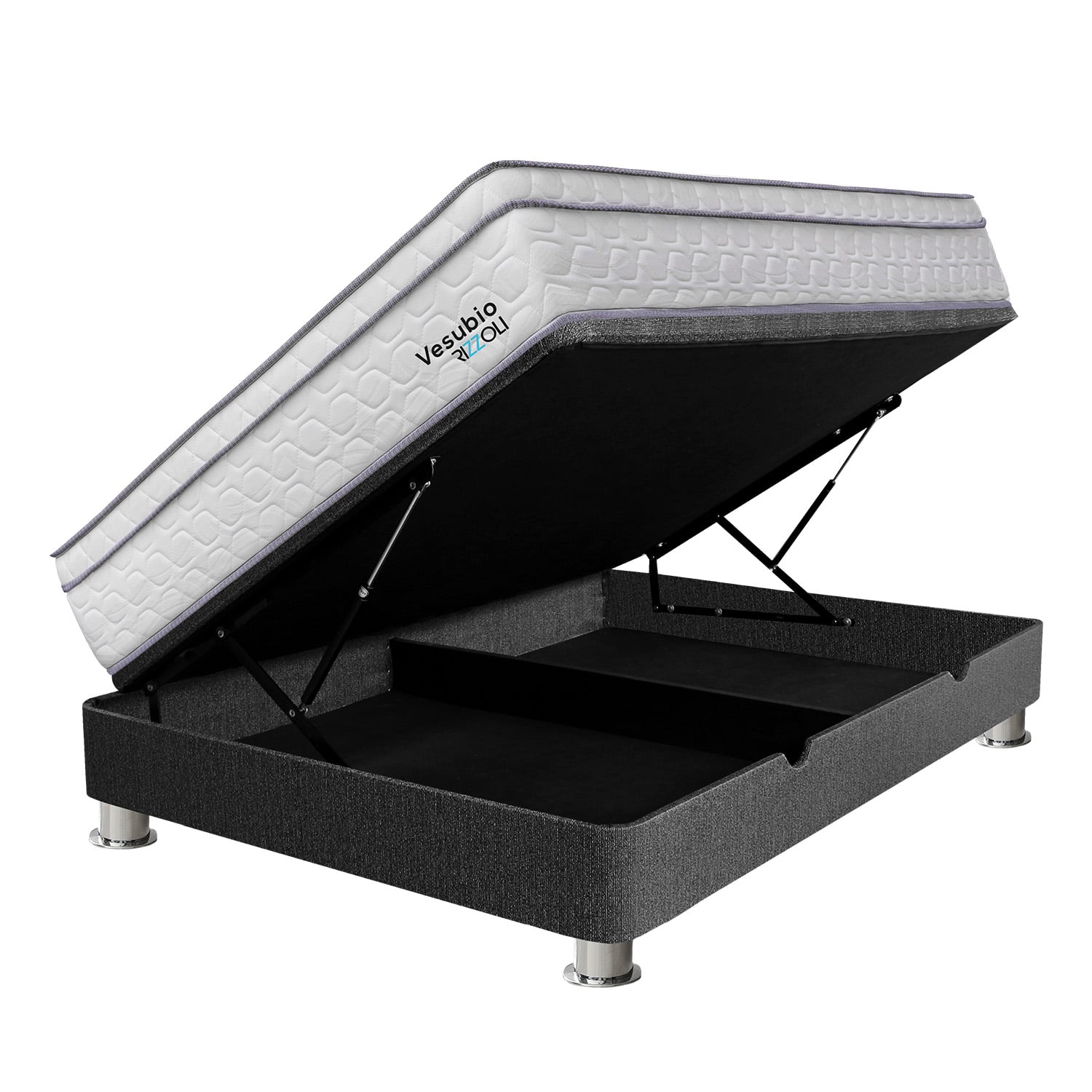 CAMA BOXET RIZZOLI VESUBIO 2 PLAZAS GRIS - 1