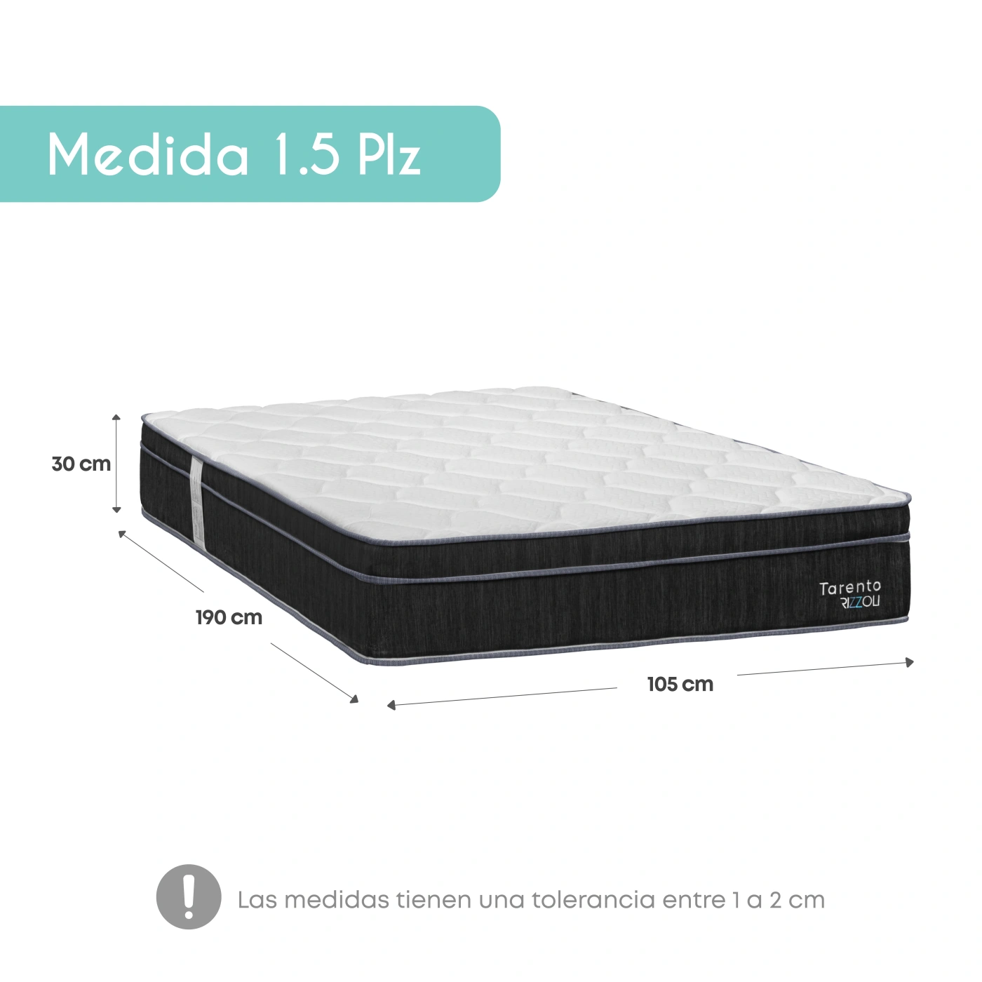 DORMITORIO EUROPEO RIZZOLI TARENTO 1.5 PLAZAS GRIS - 6