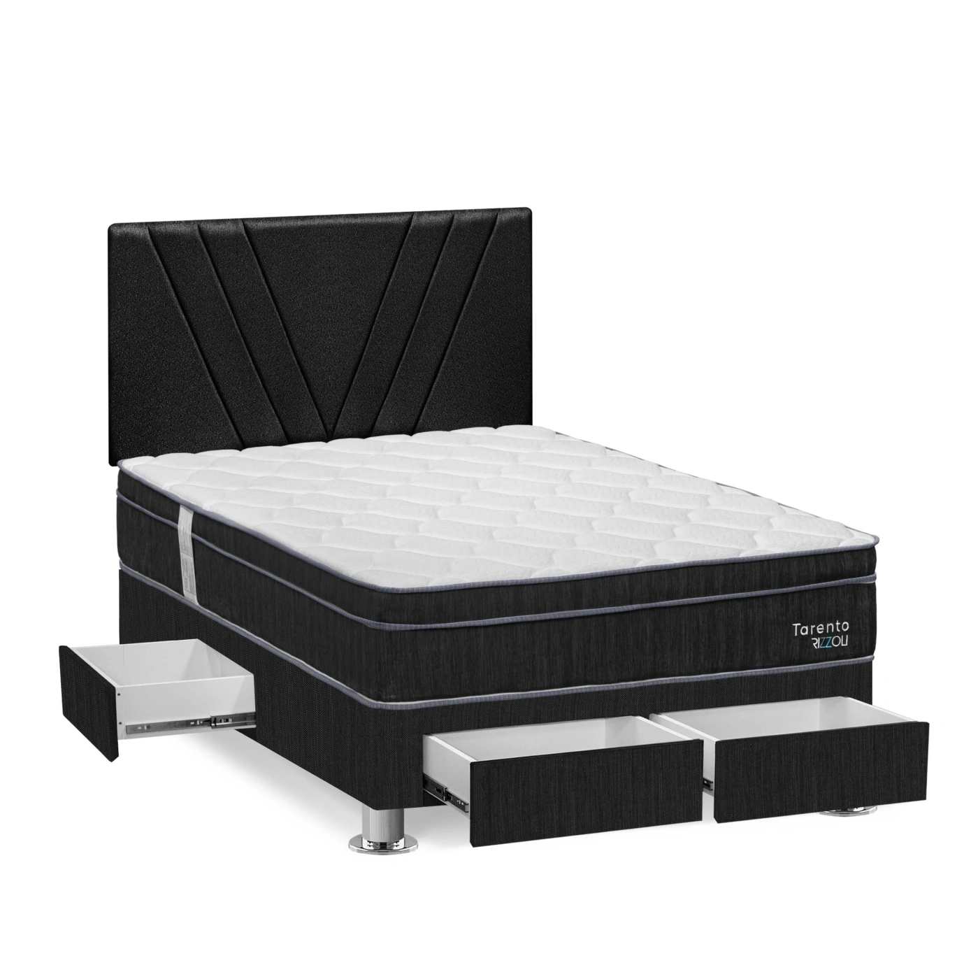 DORMITORIO RIZZOLI TARENTO 2 PLAZAS CON CAJONES GRIS - 2