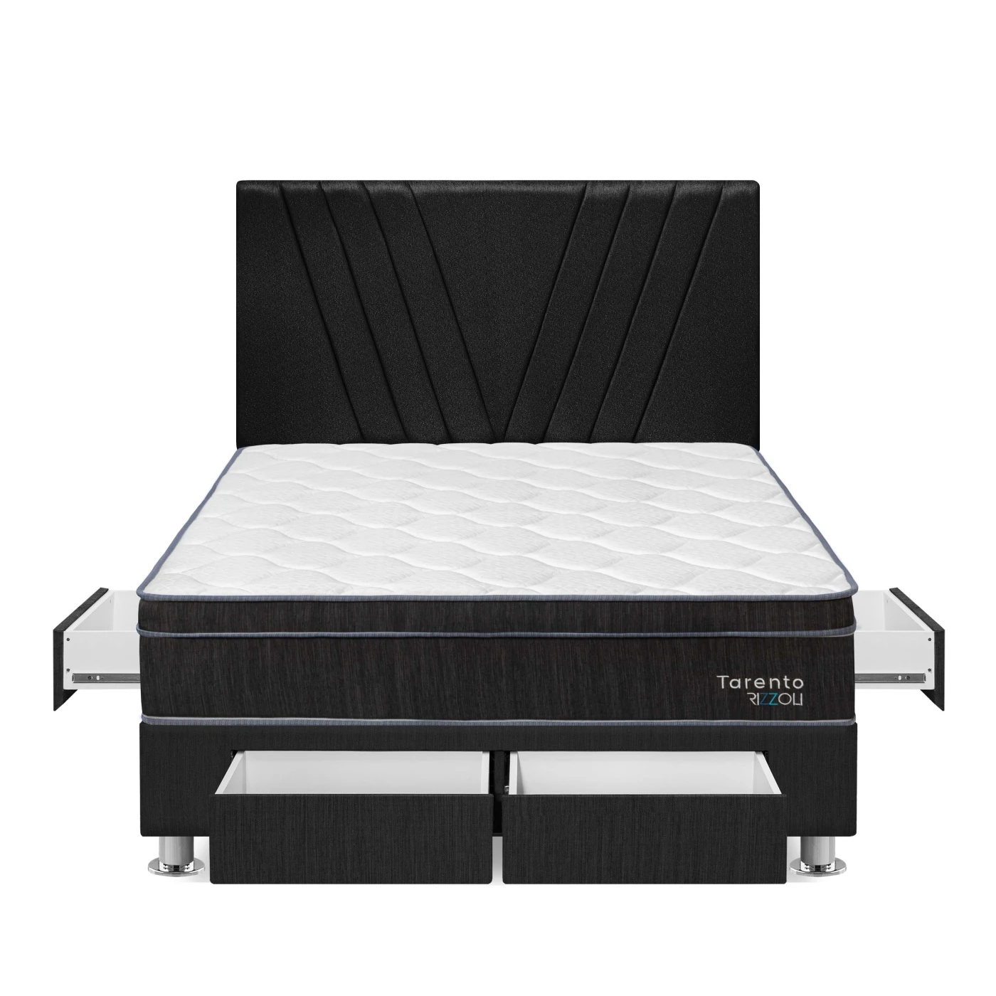 DORMITORIO AMERICANO RIZZOLI TARENTO QUEEN CON CAJONES GRIS - 1