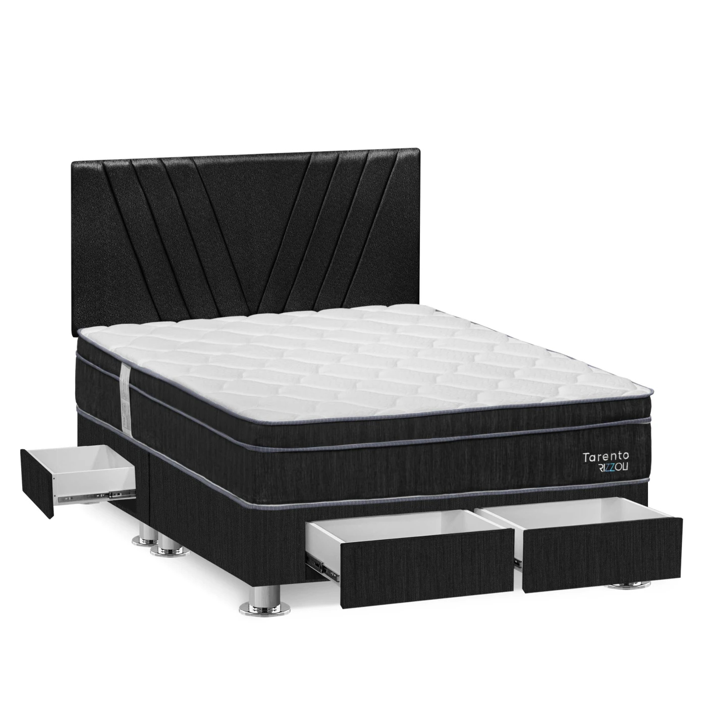 DORMITORIO AMERICANO RIZZOLI TARENTO QUEEN CON CAJONES GRIS - 2