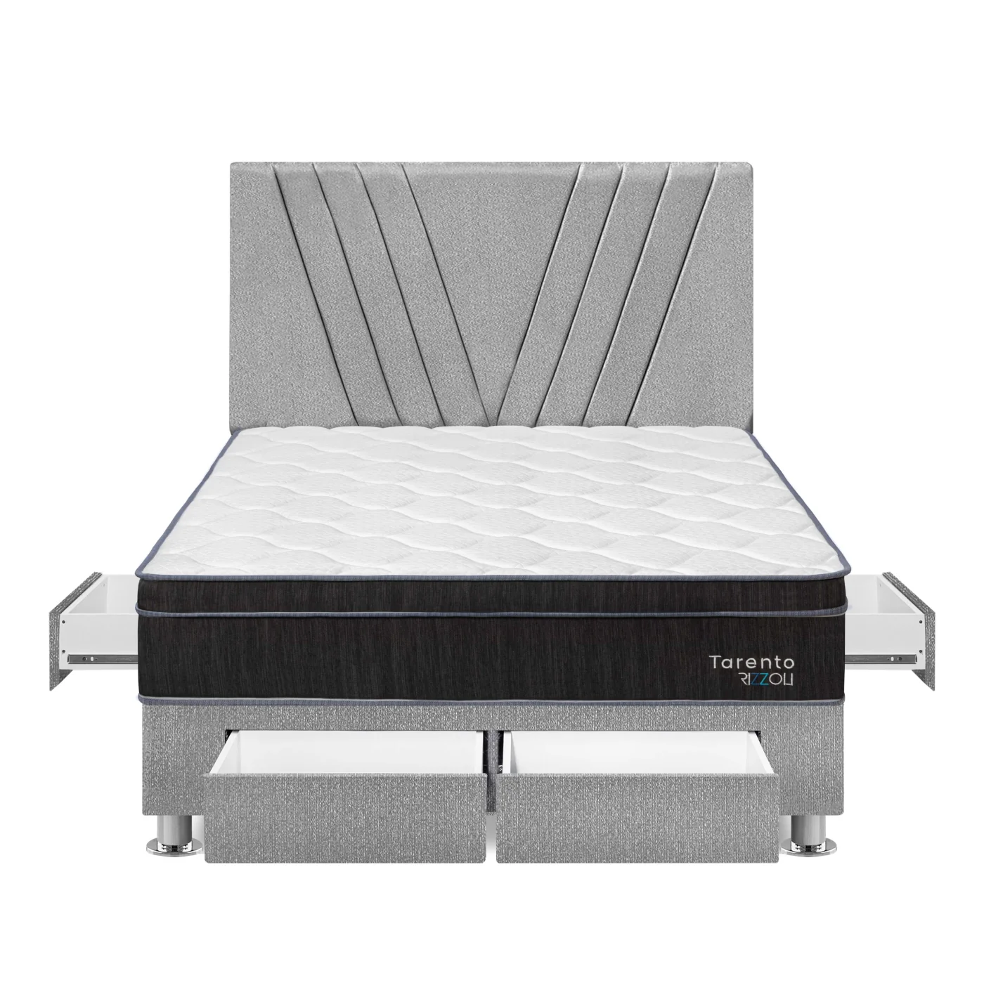 DORMITORIO RIZZOLI TARENTO QUEEN CON CAJONES PLATA - 1
