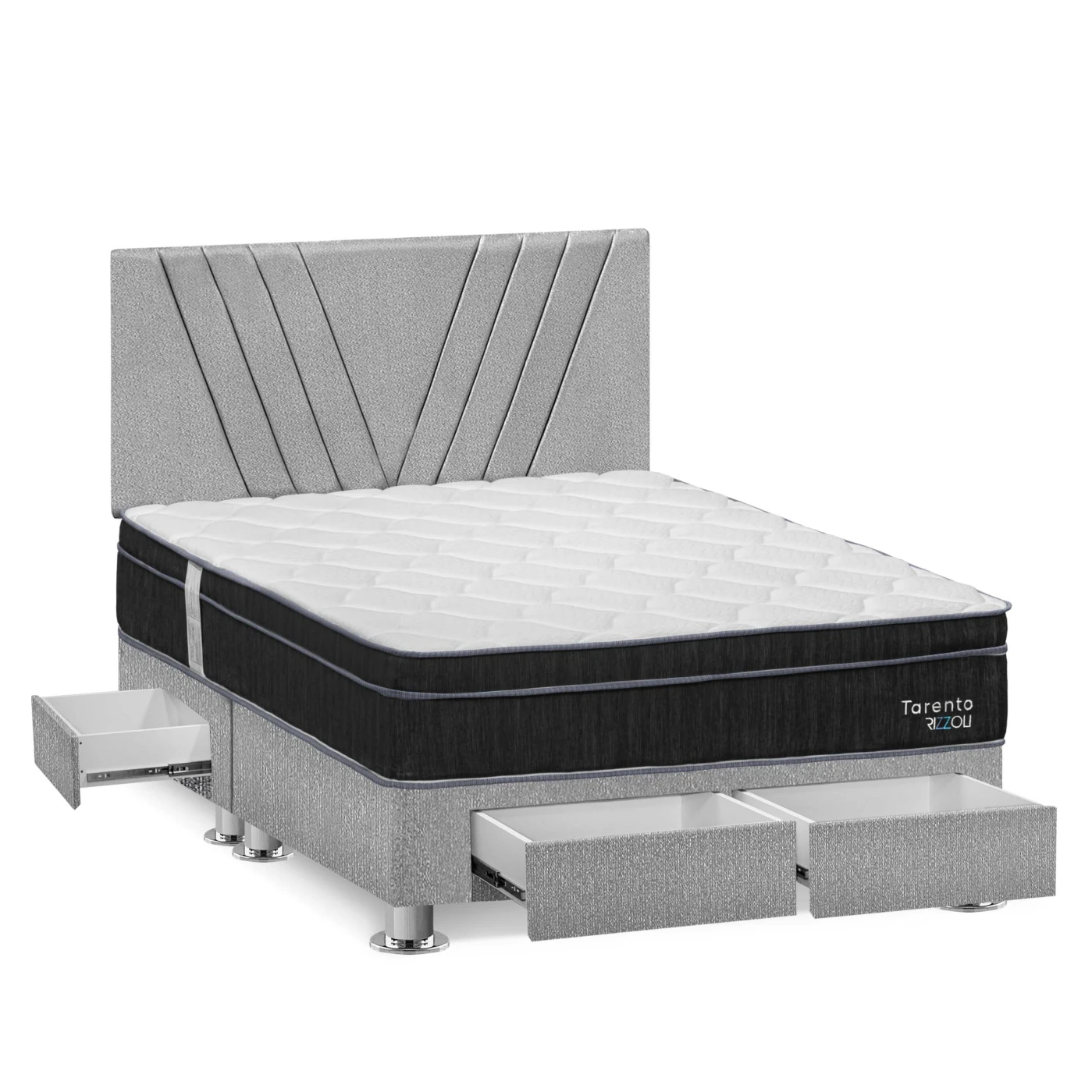 DORMITORIO RIZZOLI TARENTO QUEEN CON CAJONES PLATA - 2