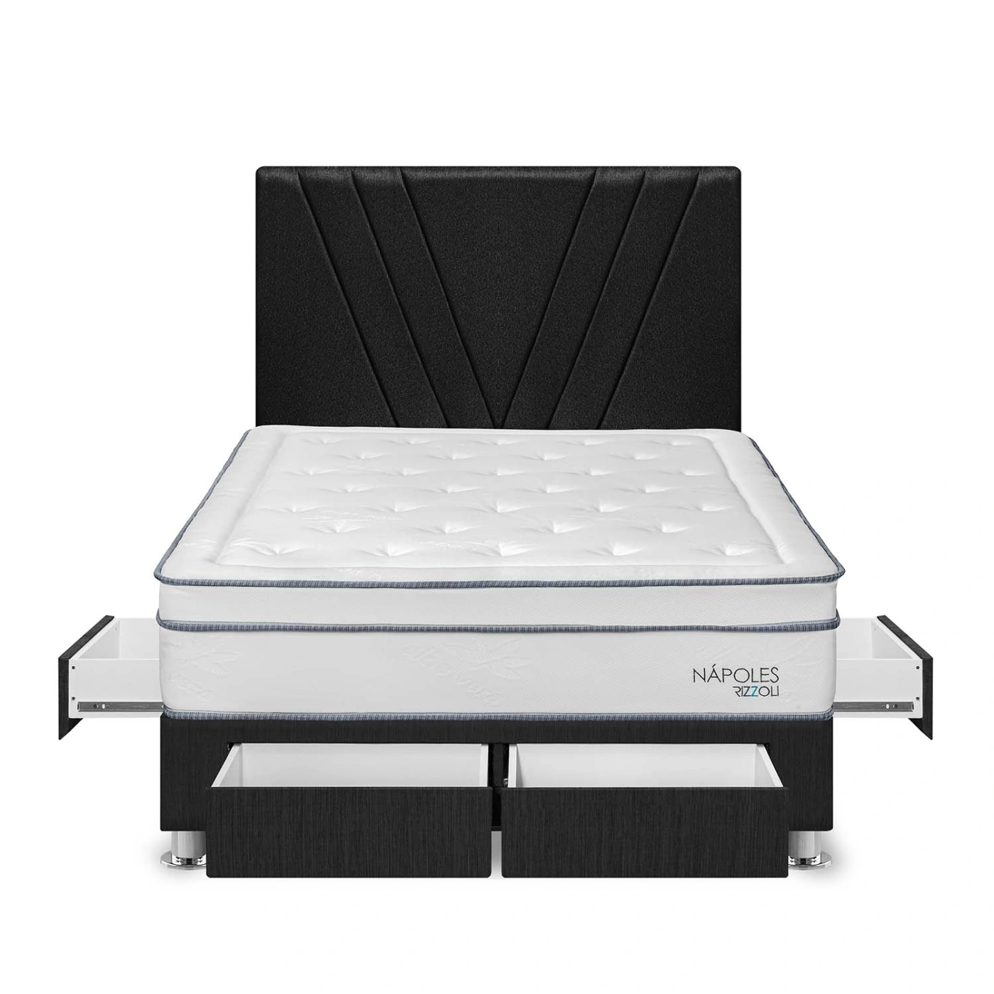 DORMITORIO RIZZOLI NAPOLES 2 PLAZAS CON CAJONES GRIS - 1