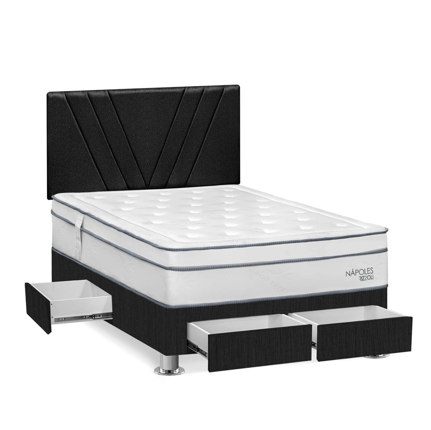DORMITORIO RIZZOLI NAPOLES 2 PLAZAS CON CAJONES GRIS - 2