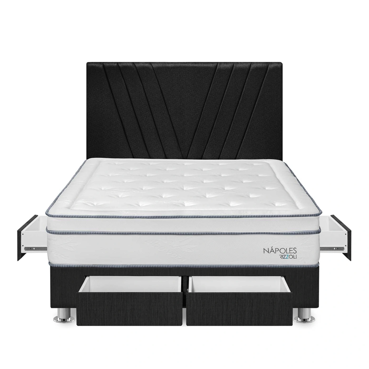 DORMITORIO RIZZOLI NAPOLES QUEEN CON CAJONES GRIS - 1