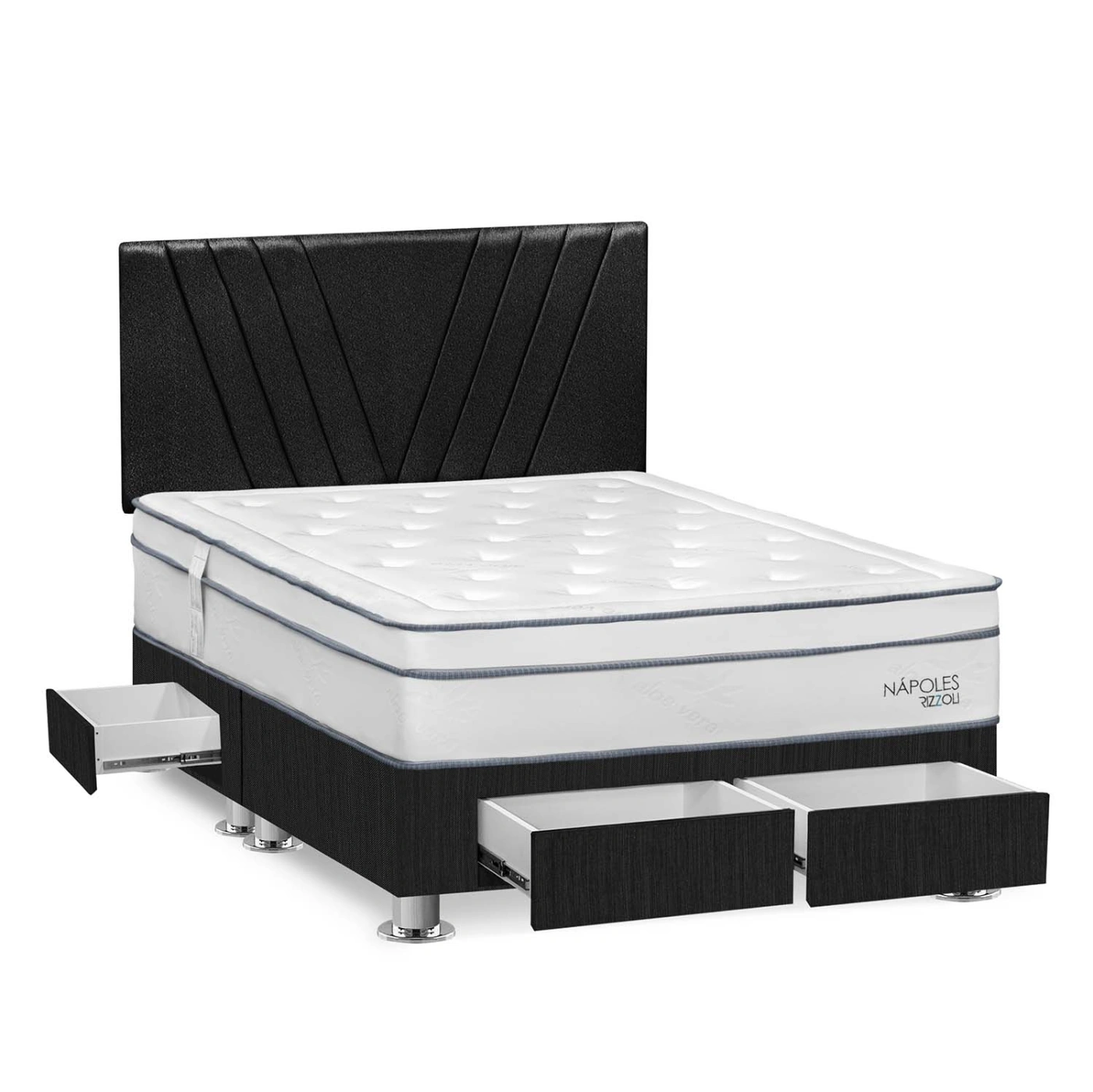DORMITORIO RIZZOLI NAPOLES QUEEN CON CAJONES GRIS - 2