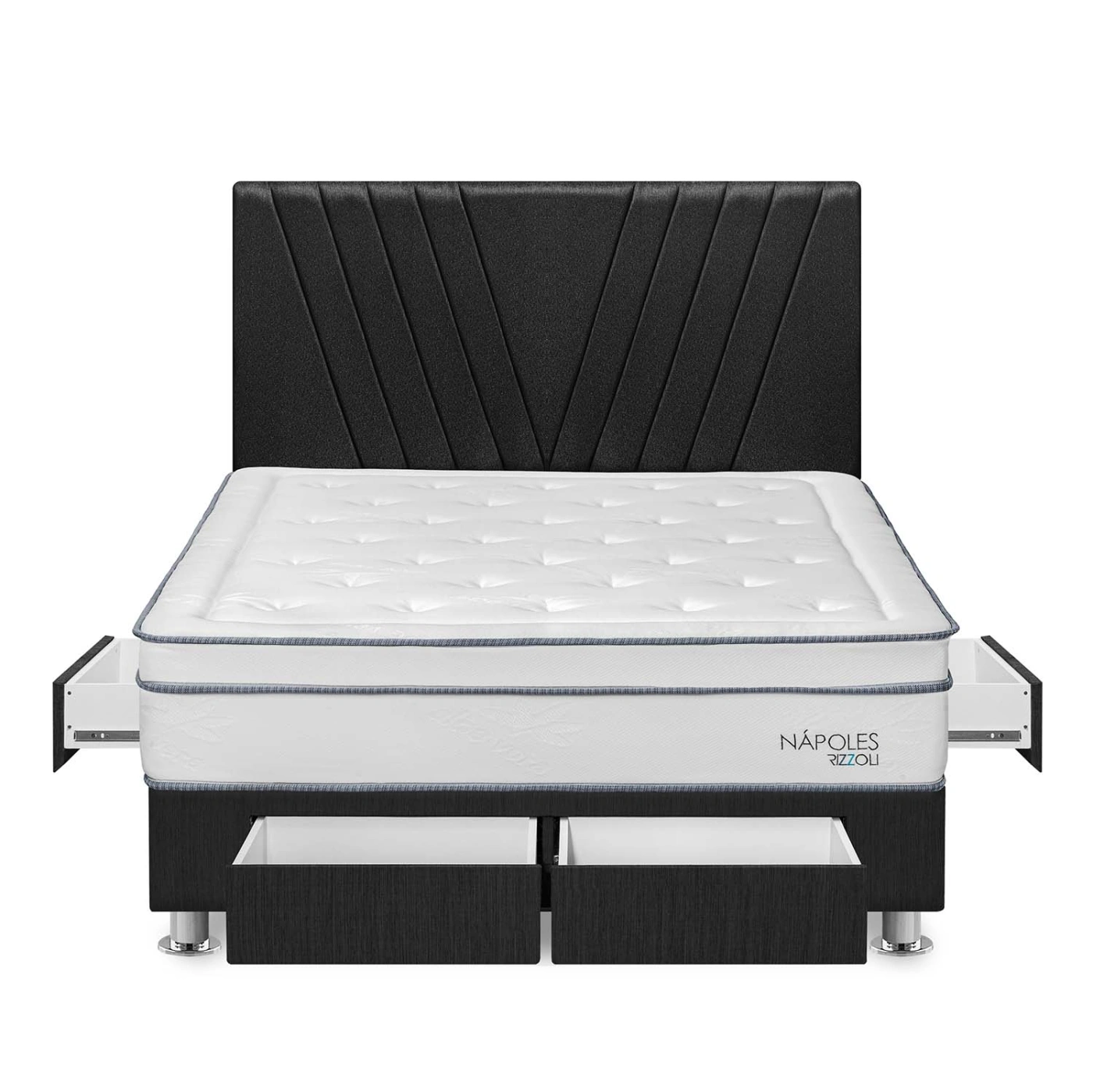 DORMITORIO RIZZOLI NAPOLES KING CON CAJONES GRIS - 1