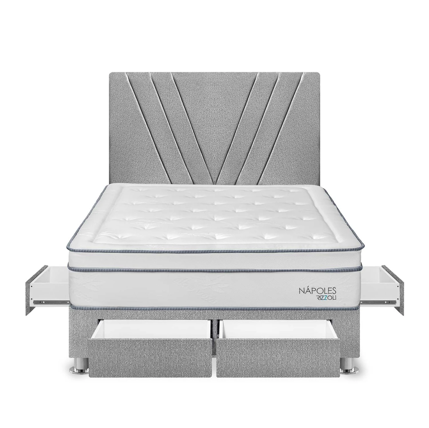 DORMITORIO AMERICANO RIZZOLI NAPOLES 2 PLAZAS CON CAJONES PLATA - 1